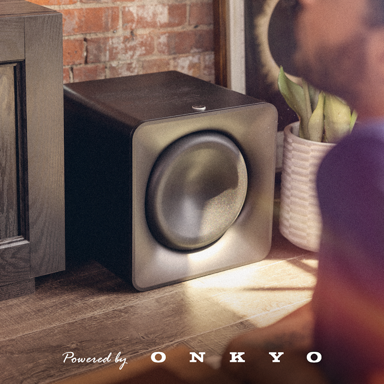 Flexus SUB 200 beside media cabinet and potted plant on brick wall 2000x2000 5