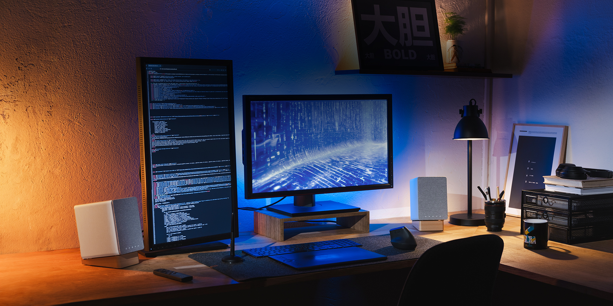 Onkyo Creator GX DB10 on work desk with code on screen 2000x1000